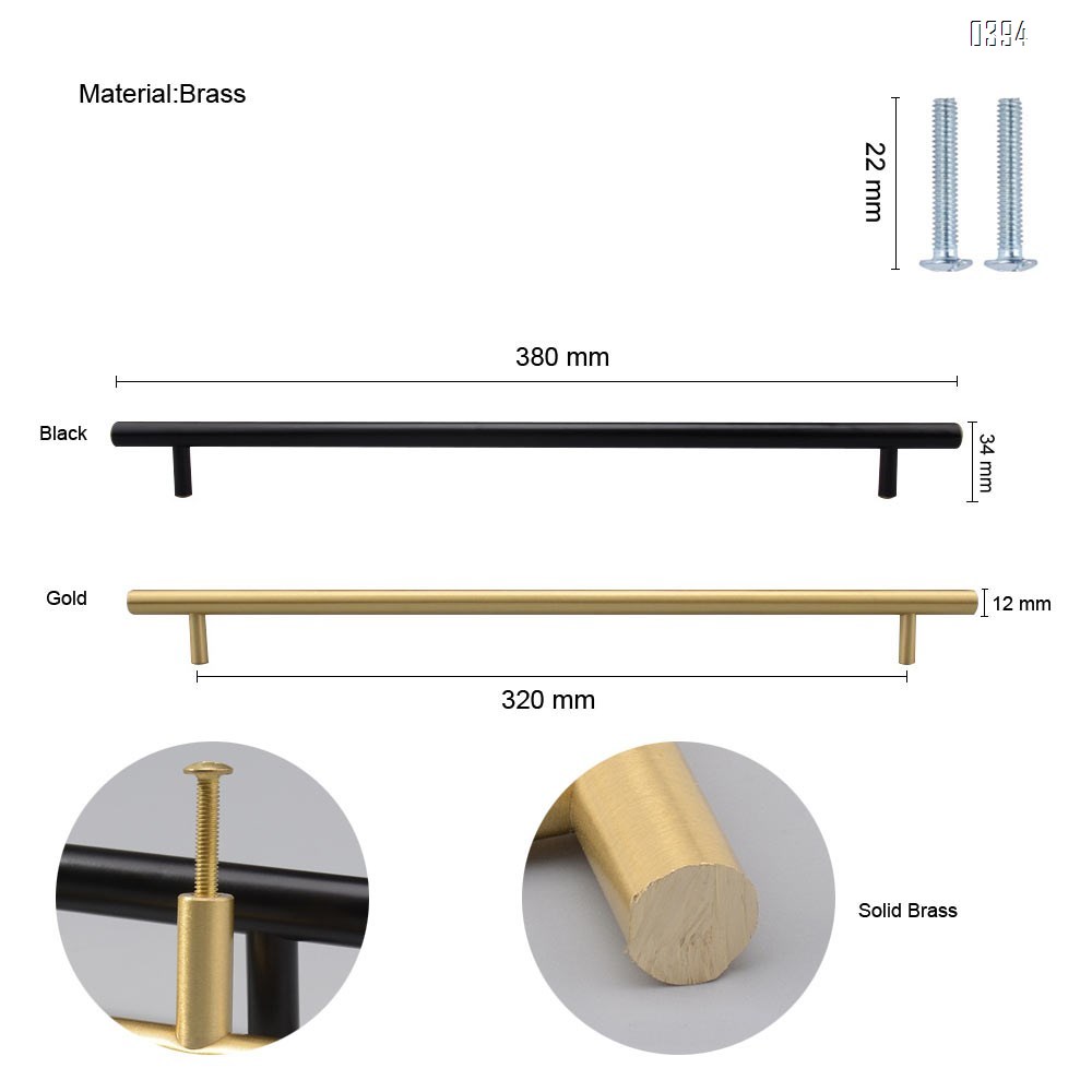 12.5 Inch(320mm) Hole Centers Cabinet Pulls Matte Black And Gold Drawer Pulls Kitchen Cabinet Handles Solid Brass T Bar Pulls for Drawer Flat Kitchen Hardware