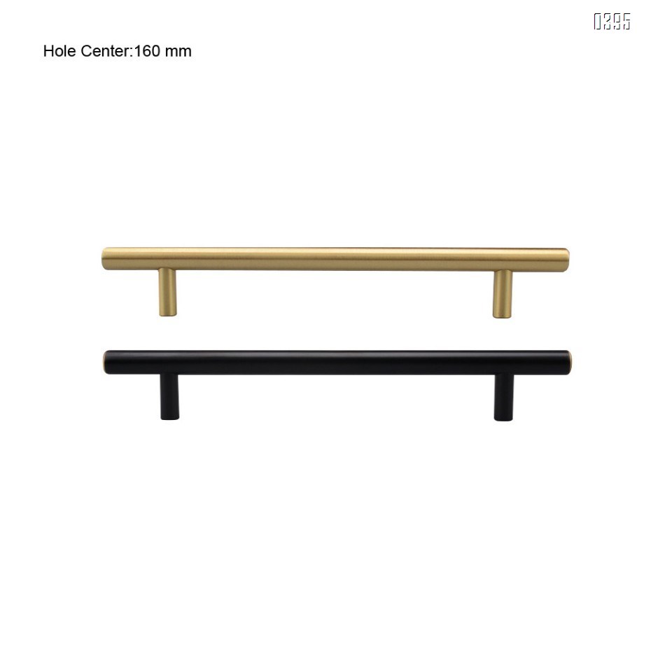 6.3 Inch(160mm) Hole Centers Cabinet Pulls Matte Black And Gold Drawer Pulls Kitchen Cabinet Handles Solid Brass T Bar Pulls for Drawer Flat Kitchen Hardware