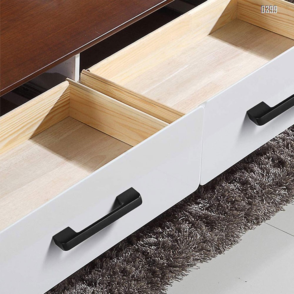 Aluminium Alloy Drawer Pulls Kitchen Hardware Cabinet Handles, 3.7 Inch (96mm) Hole Centers, Matte Black