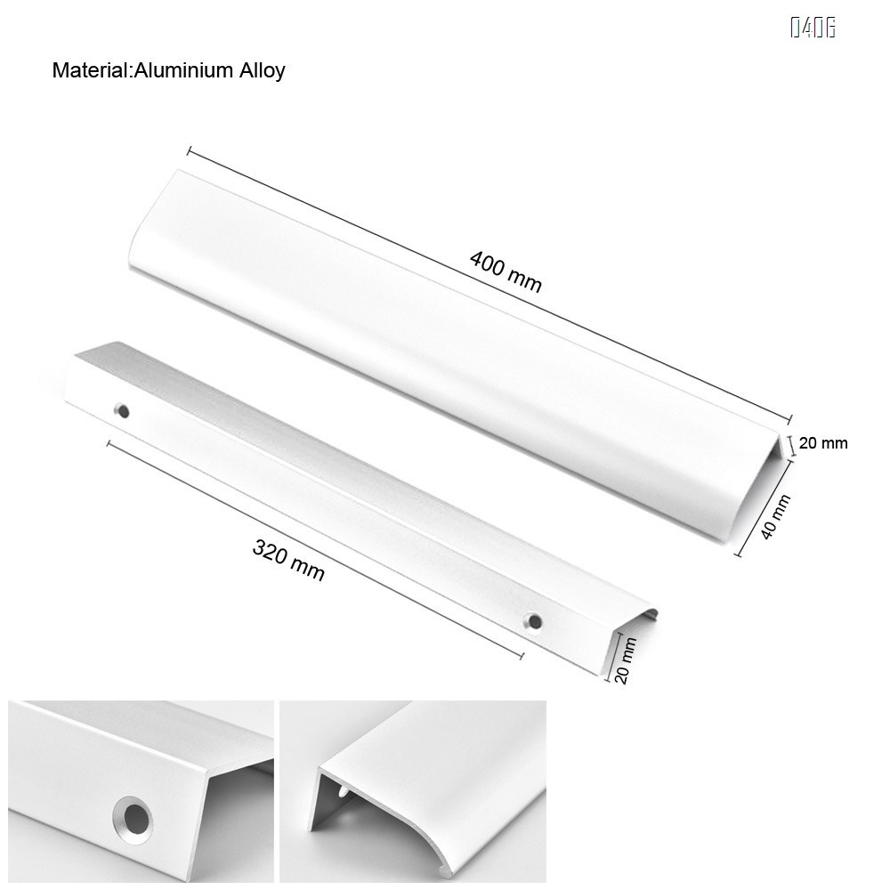 400mm 15.7 Inch Silver Back Mount Finger Edge Pull Concealed Handle for Home Kitchen Door Drawer Cabinet