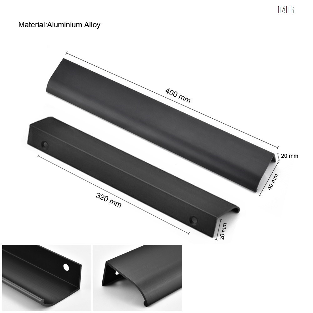 400mm 15.7 Inch Silver Back Mount Finger Edge Pull Concealed Handle for Home Kitchen Door Drawer Cabinet