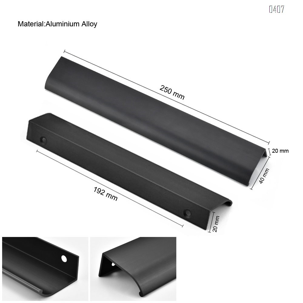 250mm 10 Inch Silver Back Mount Finger Edge Pull Concealed Handle for Home Kitchen Door Drawer Cabinet