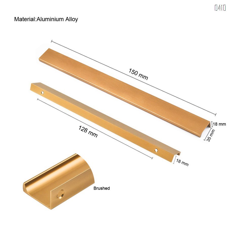 Modern Style Finger Edge Pull Furniture DrawerHandles Hidden Cabinet Kitchen Drawer Concealed Handle Hole Centers 128 mm