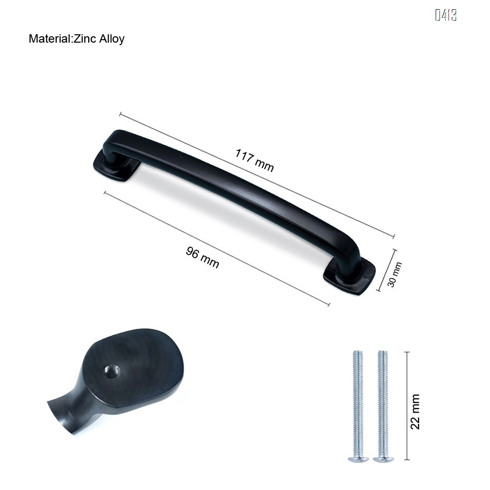 Black Furniture Handle, 3.7 Inch/96 mm Screw Spacing, Kitchen Cupboard Door, Bedroom Dresser Drawer, Bathroom Wardrobe Hardware Drawer Handles