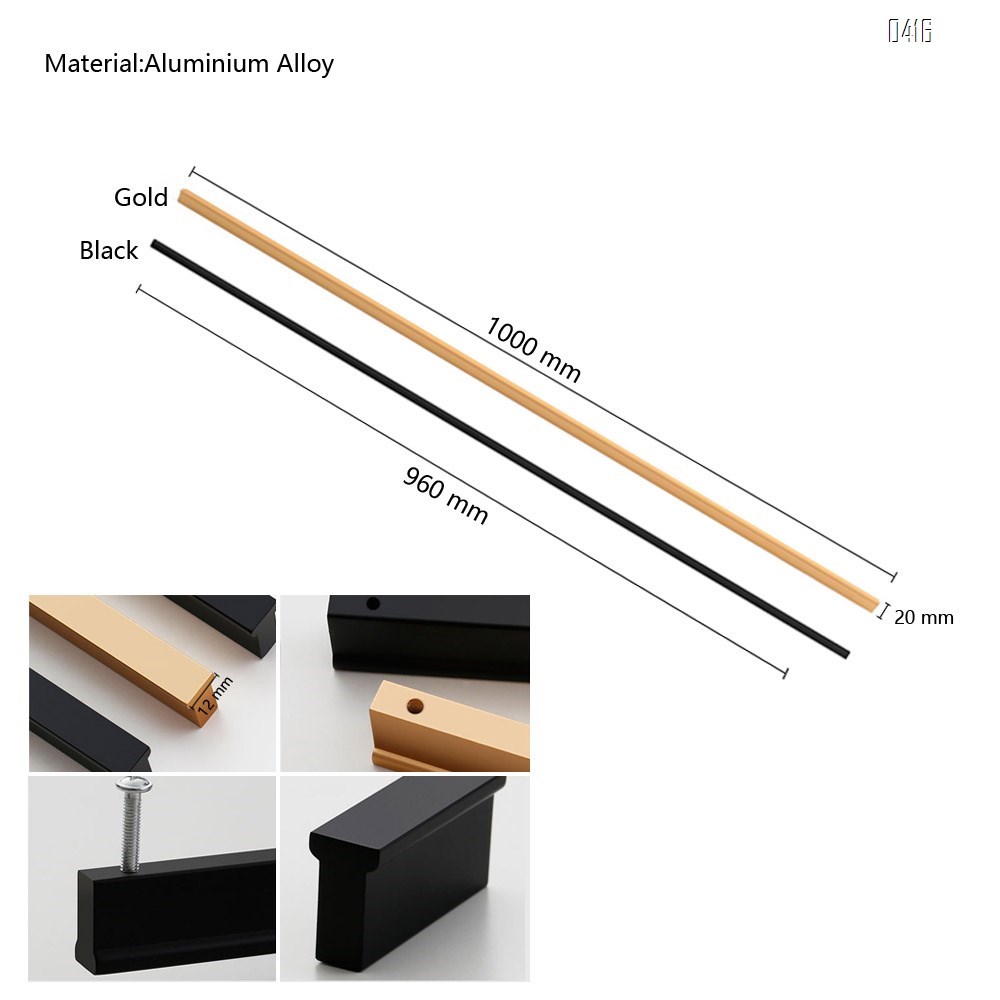 Matt Black And Gold Cabinet Door Handles and Pulls, Furniture Drawer Handles, Aluminium Alloy, 1000mm Long, Kitchen Cabinet Wardrobe Knobs Bars, Center to Center 960mm