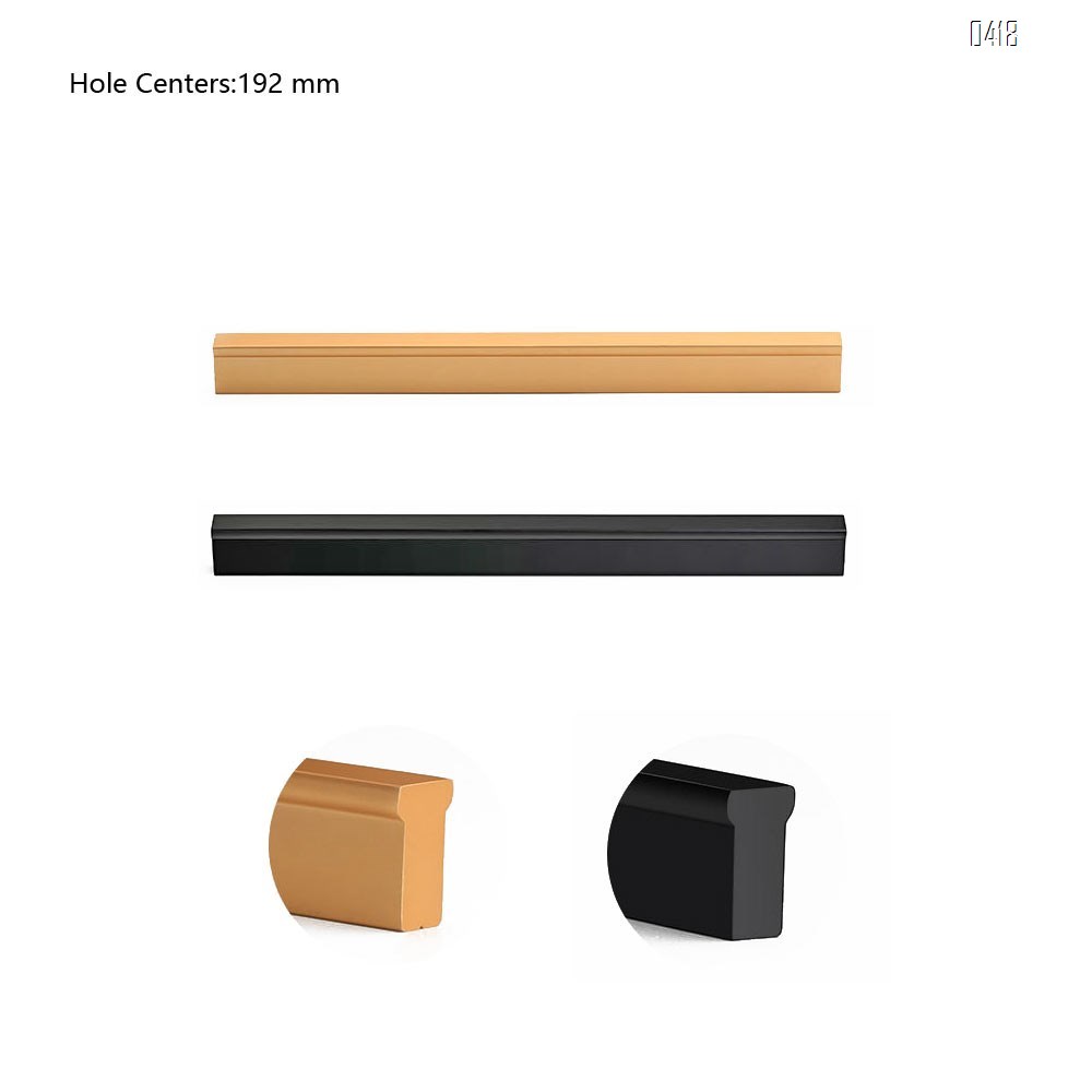 Matt Black And Gold Cabinet Door Handles and Pulls, Furniture Drawer Handles, Aluminium Alloy, 212mm Long, Kitchen Cabinet Wardrobe Knobs Bars, Center to Center 192mm