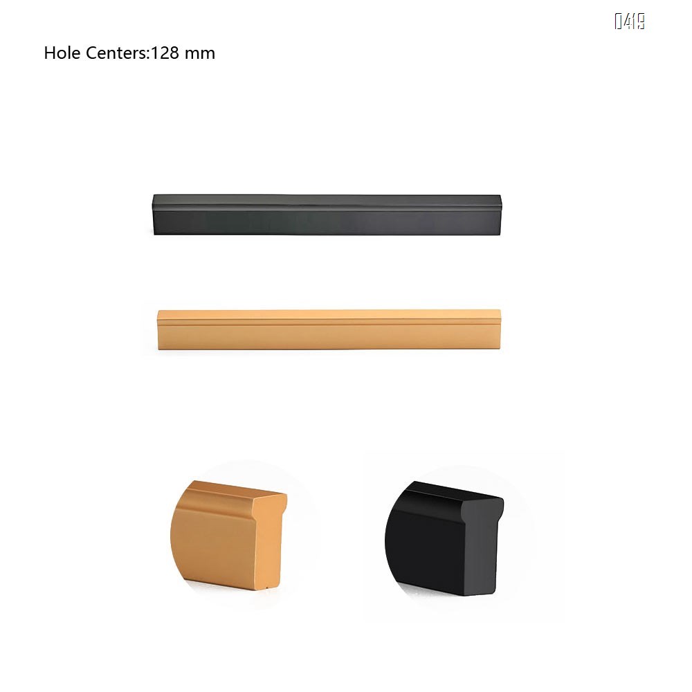Matt Black And Gold Cabinet Door Handles and Pulls, Furniture Drawer Handles, Aluminium Alloy, 148mm Long, Kitchen Cabinet Wardrobe Knobs Bars, Center to Center 128mm