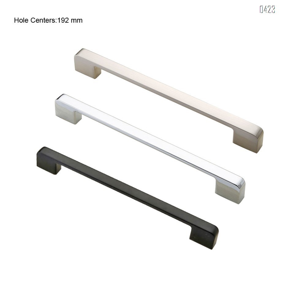 Modern  Square Drawer Pulls Zinc Alloy Kitchen Hardware Cabinet Handles, 192mm Hole Centers