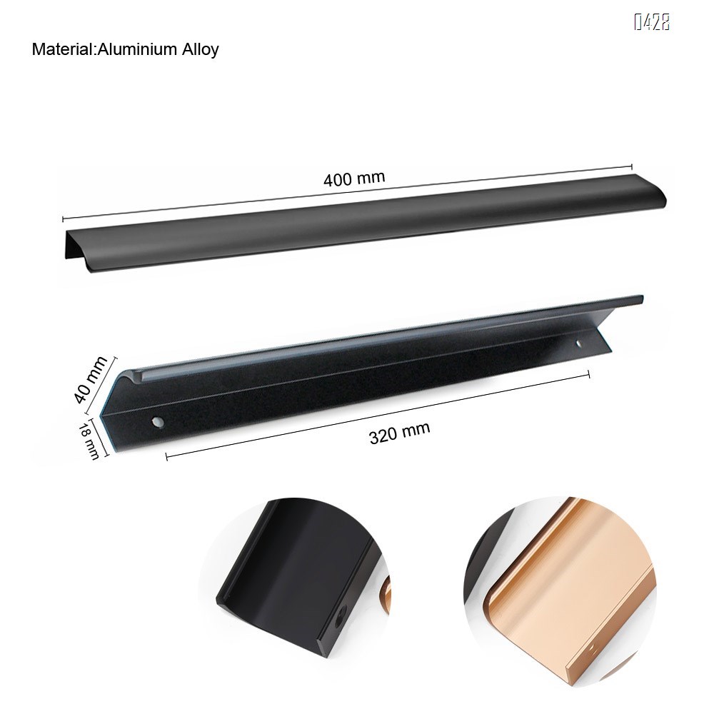 320 mm Hole Center Black And Gold Mount Finger Edge Pull Concealed Handle for Home Kitchen Door Drawer Cabinet
