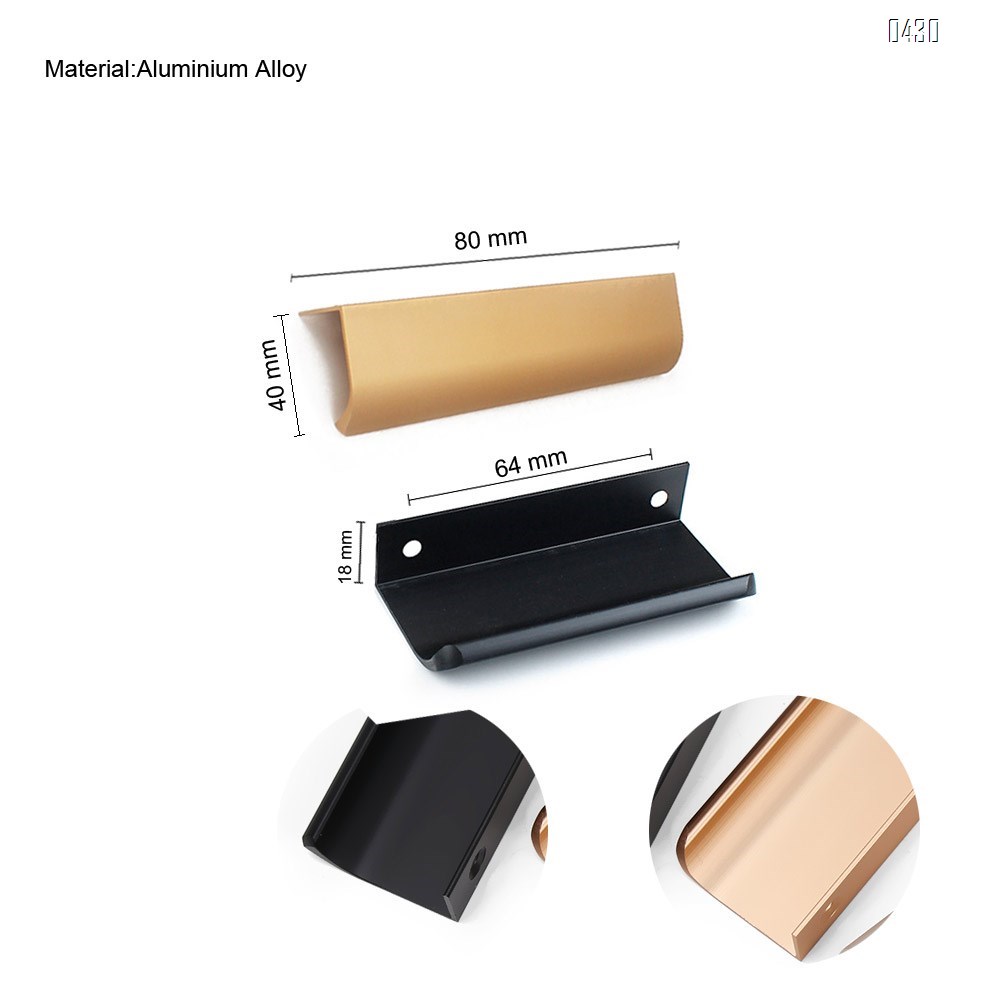 64 mm Hole Center Black And Gold Mount Finger Edge Pull Concealed Handle for Home Kitchen Door Drawer Cabinet