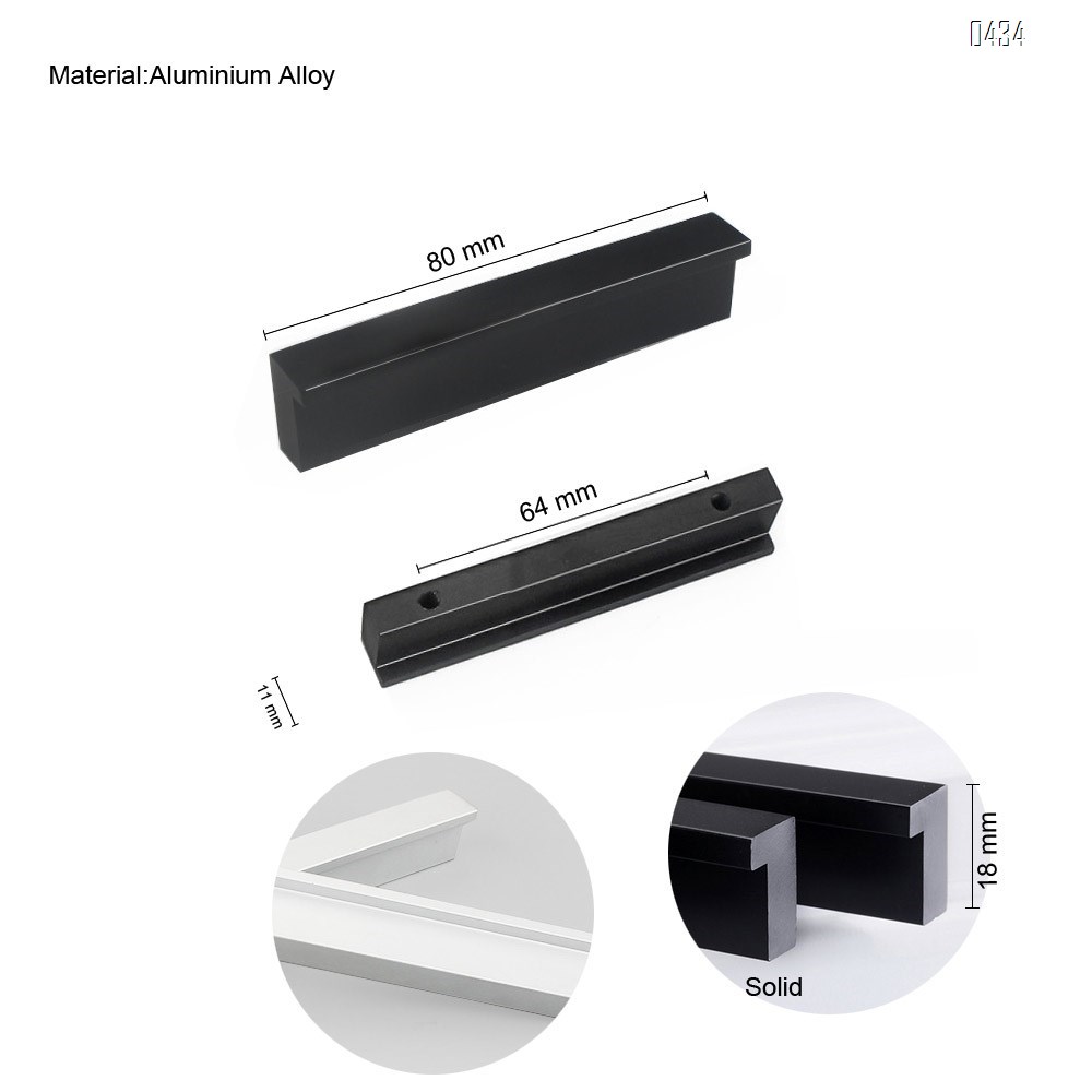 7 shape Solid Aluminium Alloy 64mm Hole Centers Cabinet Hardware Modern Drawer Handles Pulls