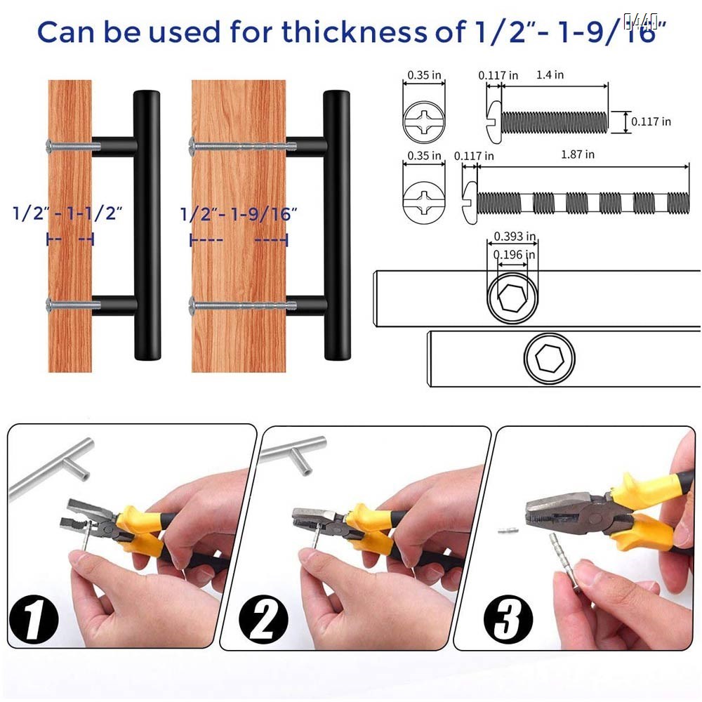 6 inch Cabinet Pulls Matte Black Stainless Steel Kitchen Drawer Pulls Cabinet Handles 5 inch Length, 3.7 inch Hole Center