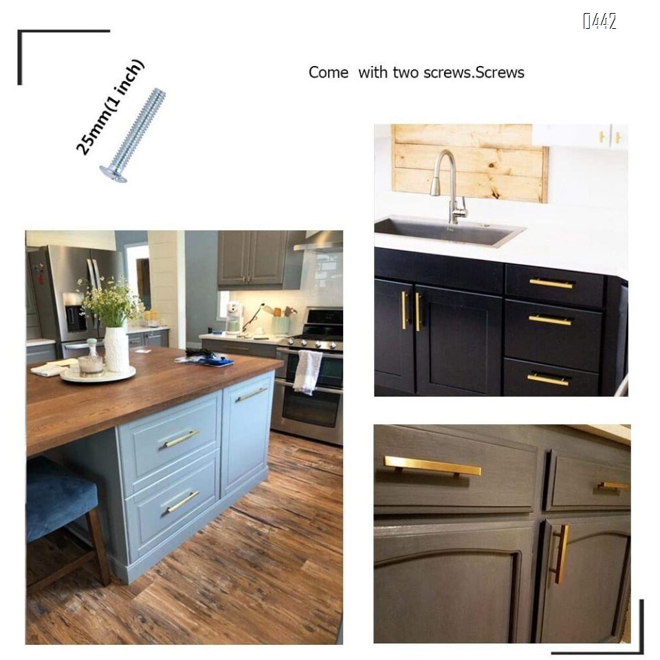 Brushed Brass Cabinet Pulls Gold Kitchen Cabinet Hardware - Euro Style Bar Handle Pull Gold Cupboard Door Handle 2-1/2