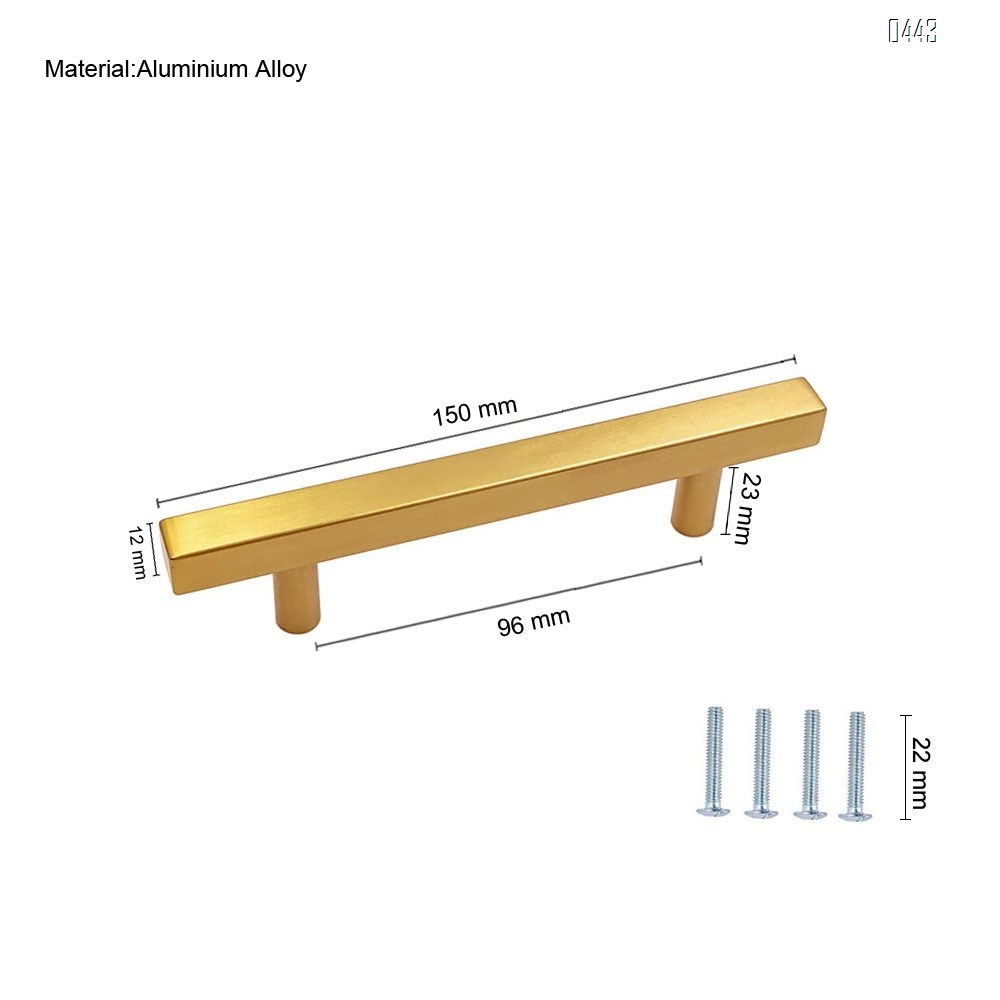 Brushed Brass Cabinet Pulls Gold Kitchen Cabinet Hardware - Euro Style Bar Handle Pull Gold Cupboard Door Handle 3-3/4 Inch (96mm) Hole Centers,6 inch Overall Length