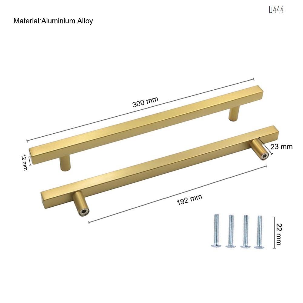 Brushed Brass Cabinet Pulls Gold Kitchen Cabinet Hardware - Euro Style Bar Handle Pull Gold Cupboard Door Handle 7-1/2 Inch (192mm) Hole Centers,11.8 inch Overall Length