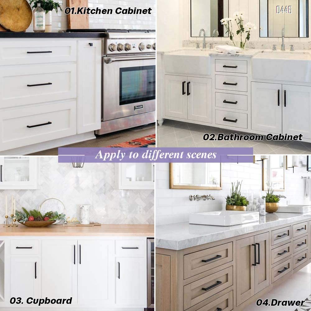 Black And Gold Square Bar Cabinet Pull Drawer Handle Goldenwarm Zinc Alloy Modern Hardware for Kitchen and Bathroom Cabinets Cupboards,Center to Center 3-3/4in (96mm) Kitchen Pulls for Cabinets
