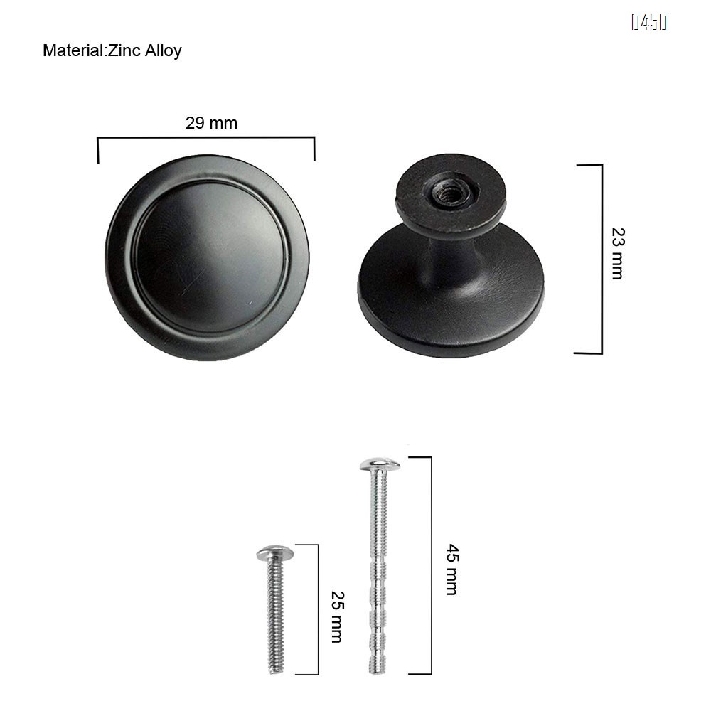 Flat Black Kitchen Cabinet Knobs  1-1/4 Inch Round Drawer Handles - Kitchen Cabinet Hardware