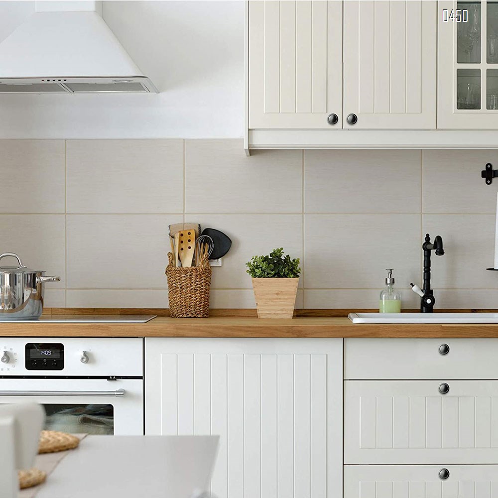 Flat Black Kitchen Cabinet Knobs  1-1/4 Inch Round Drawer Handles - Kitchen Cabinet Hardware