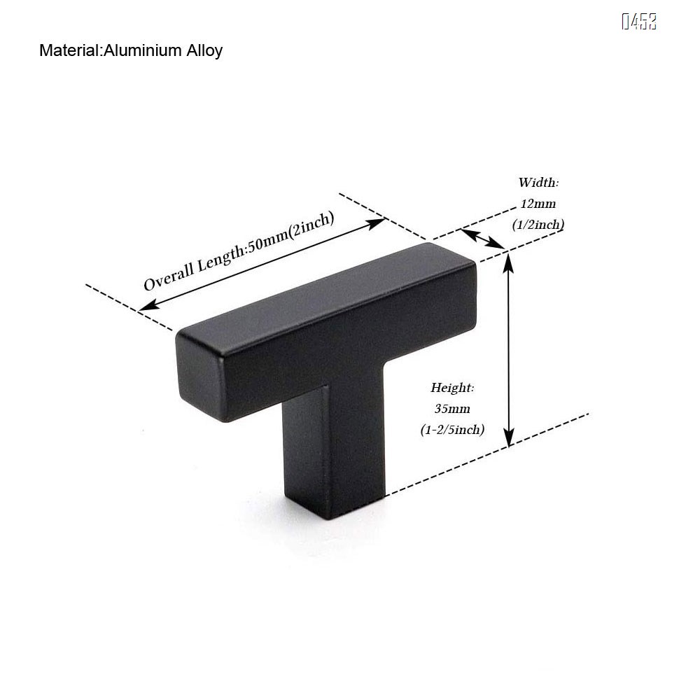 Black 1/2in Square Bar Cabinet Pull Drawer Handles and Knobs Aluminium Alloy Single Hole Hardware for Kitchen and Bathroom Cabinets Cupboard 2in(50mm) Overall Length Pull knobs