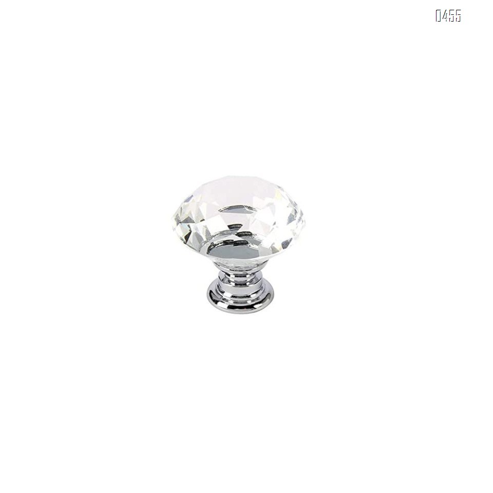 Crystal Glass Cabinet Knobs-30mm Diamond Shape Pulls Handles for Drawer Dresser Kitchen Cabinets Wardrobe Bathroom Cabinet Desk
