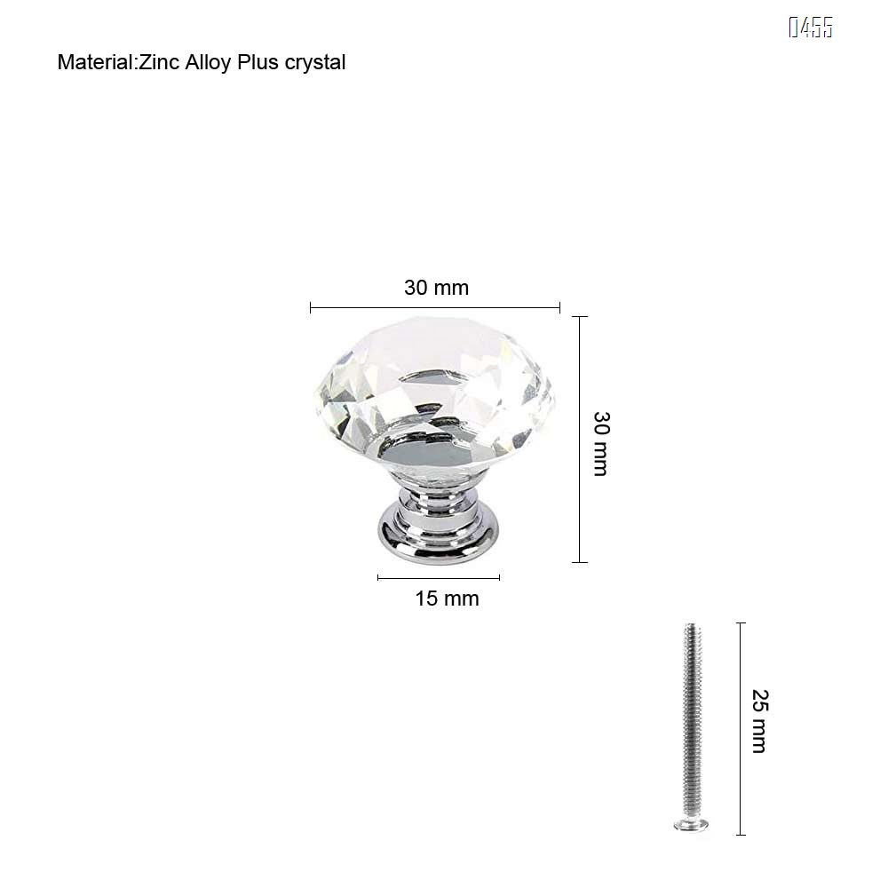 Crystal Glass Cabinet Knobs-30mm Diamond Shape Pulls Handles for Drawer Dresser Kitchen Cabinets Wardrobe Bathroom Cabinet Desk
