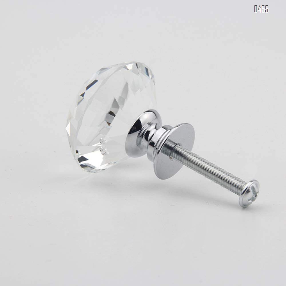 Crystal Glass Cabinet Knobs-30mm Diamond Shape Pulls Handles for Drawer Dresser Kitchen Cabinets Wardrobe Bathroom Cabinet Desk