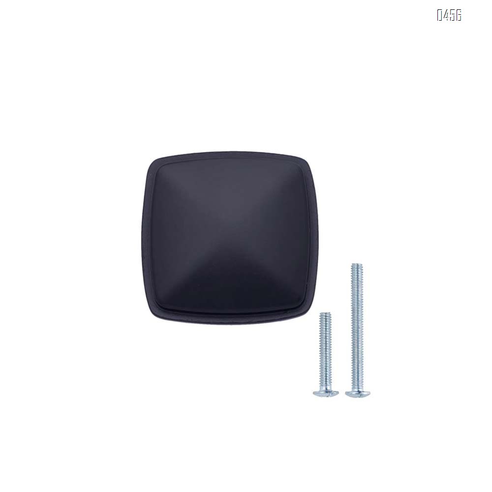 Traditional Square Cabinet Knob, 1.25-inch Diameter, Flat Black