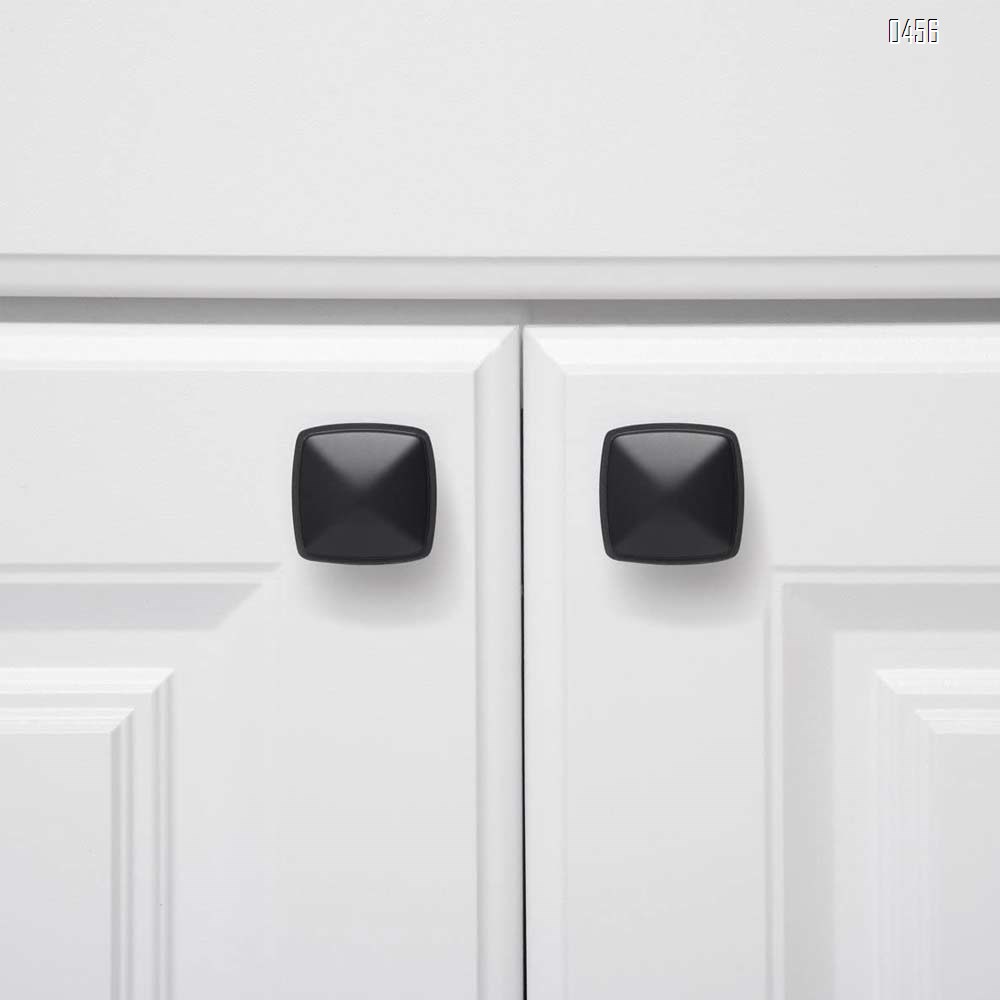 Traditional Square Cabinet Knob, 1.25-inch Diameter, Flat Black
