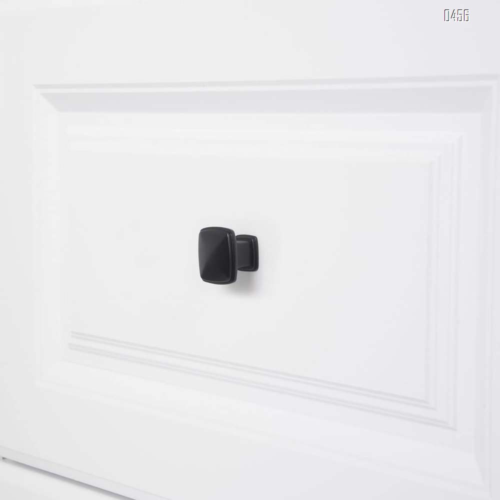 Traditional Square Cabinet Knob, 1.25-inch Diameter, Flat Black