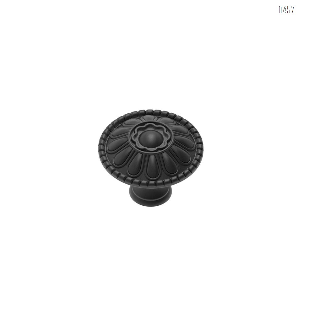 Matte Black Kitchen Cabinet Knobs Pulls, Matte Round Farm Dresser Drawer Handles Hardware for Modern Closet Furniture Door, Victorian Floral Pattern