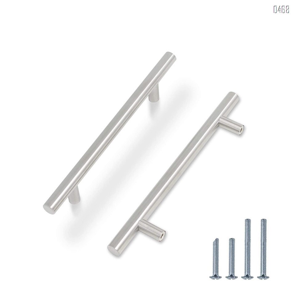 Brushed Nickel Stainless Steel Kitchen Cabinet T Bar Handle Furniture Drawer Pulls Cupboard Knobs (128mm Hole Centers - 200mm Long)