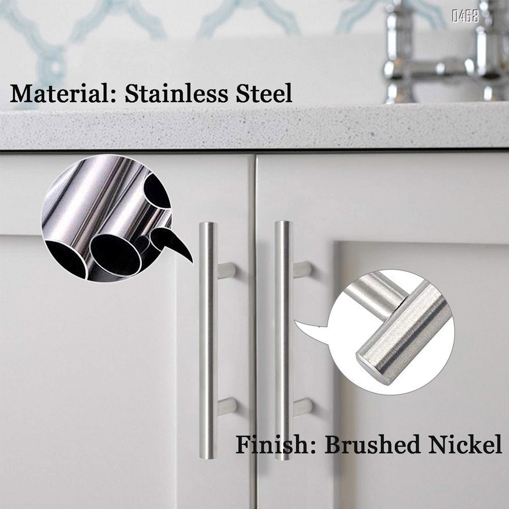 Brushed Nickel Stainless Steel Kitchen Cabinet T Bar Handle Furniture Drawer Pulls Cupboard Knobs (128mm Hole Centers - 200mm Long)