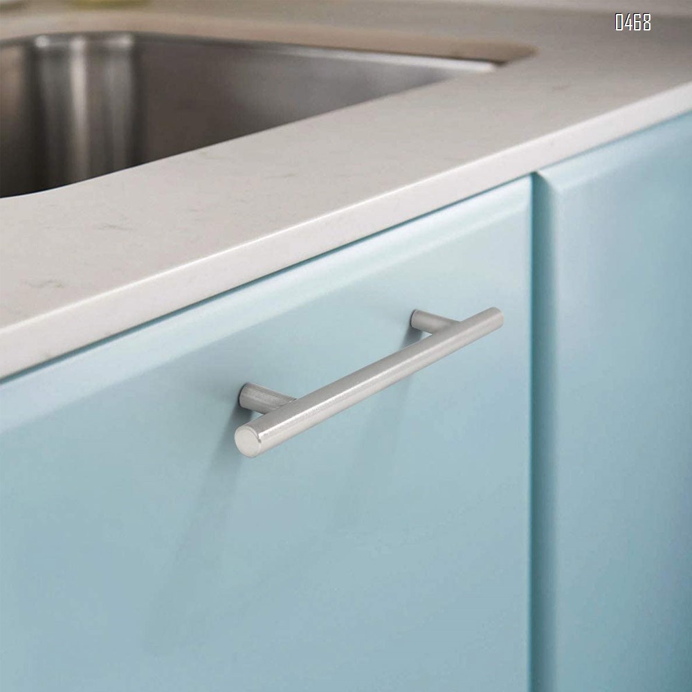 Brushed Nickel Stainless Steel Kitchen Cabinet T Bar Handle Furniture Drawer Pulls Cupboard Knobs (128mm Hole Centers - 200mm Long)