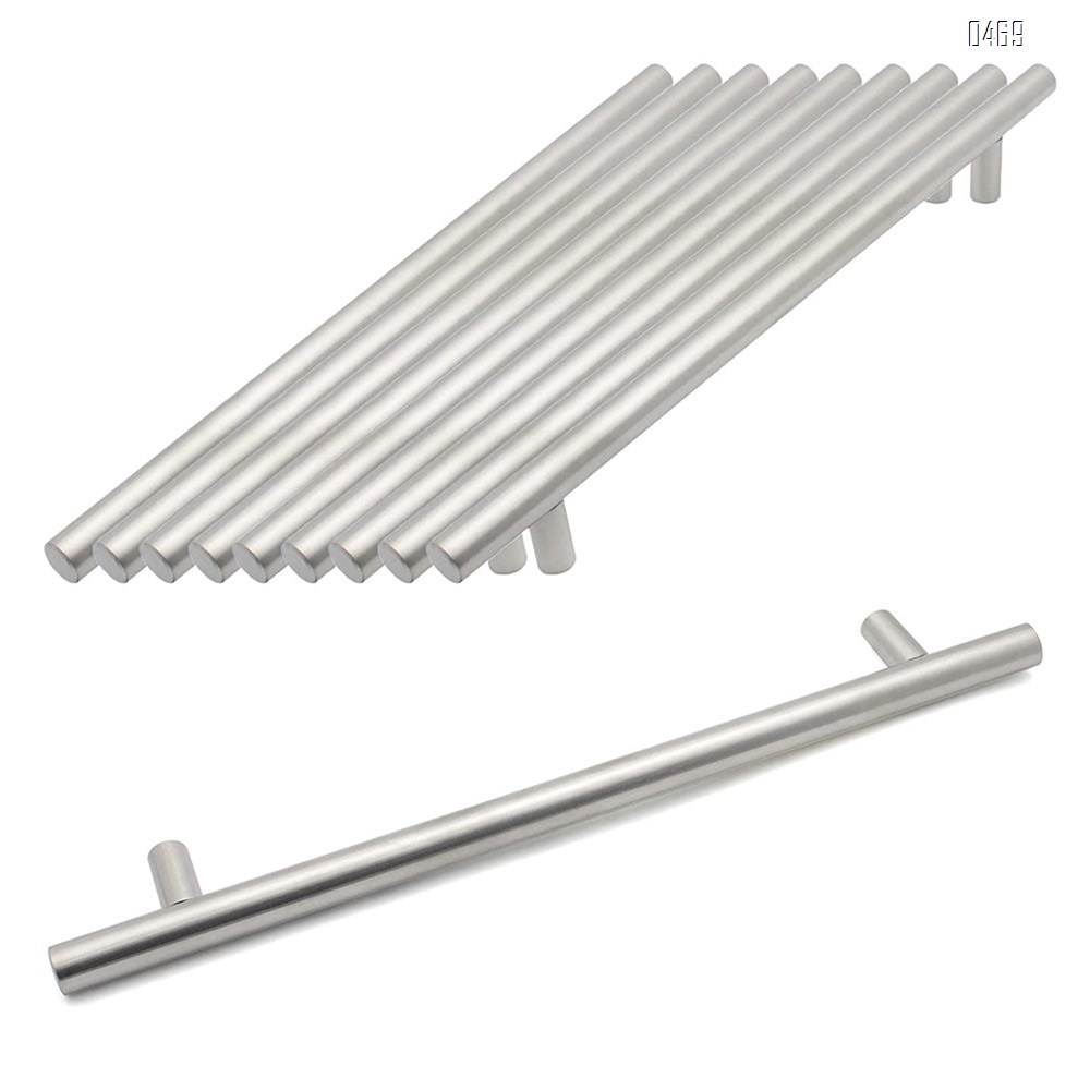 Modern Brushed Nickel Stainless Steel Bedroom T Bar Handle Drawer Pulls Cupboard Knobs Cabinet Hardware (192mm Hole Centers - 300mm Long)