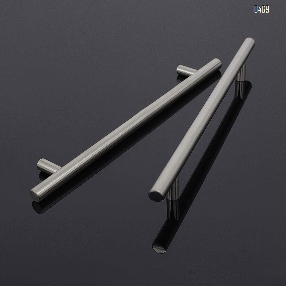 Modern Brushed Nickel Stainless Steel Bedroom T Bar Handle Drawer Pulls Cupboard Knobs Cabinet Hardware (192mm Hole Centers - 300mm Long)
