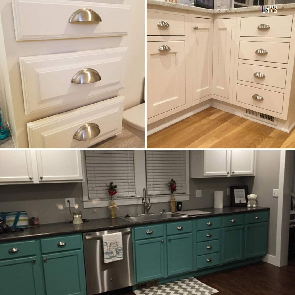 Kitchen Cabinet Cup Pulls, Brushed Nickel Bin Cup Handles 3 Inch 76mm Zinc Alloy Kitchen Cabinet Hardware Cup Pull
