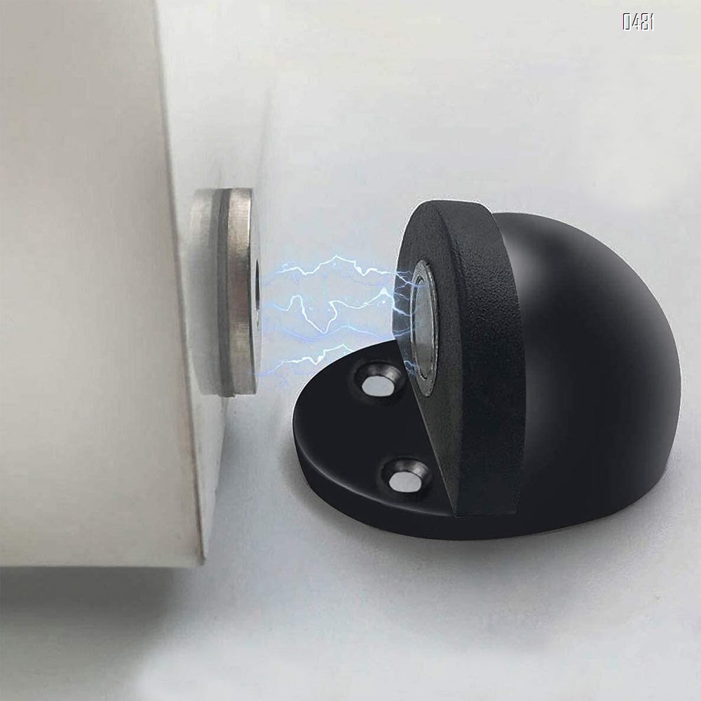 Door Stops, Magnetic Door Stop with 3M Adhesive No Drilling, Brushed Satin, Black Flush Modern Floor Mount Magnetic Door Catch Door Holder