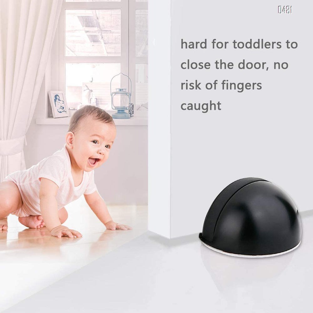 Door Stops, Magnetic Door Stop with 3M Adhesive No Drilling, Brushed Satin, Black Flush Modern Floor Mount Magnetic Door Catch Door Holder