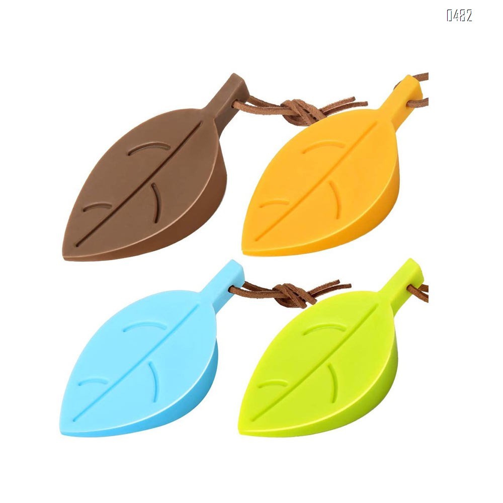 Door Stopper Wedge Finger Protector, Silicone Door Stops, Cute Colorful Cartoon Leaf Style Secure Flexible Decorative Finger Protector, for Home and Office(Green, Yellow, Blue, Brown)