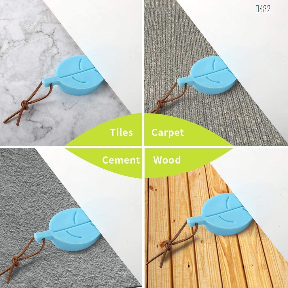 Door Stopper Wedge Finger Protector, Silicone Door Stops, Cute Colorful Cartoon Leaf Style Secure Flexible Decorative Finger Protector, for Home and Office(Green, Yellow, Blue, Brown)