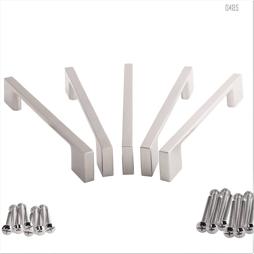 Brushed Nickel Cabinet Handles | 6.3 Inches Total Length | 5 Inch Screw Spacing | Satin Nickel Drawer Pulls, Modern Cabinet Hardware | Nickel Cabinet Pulls