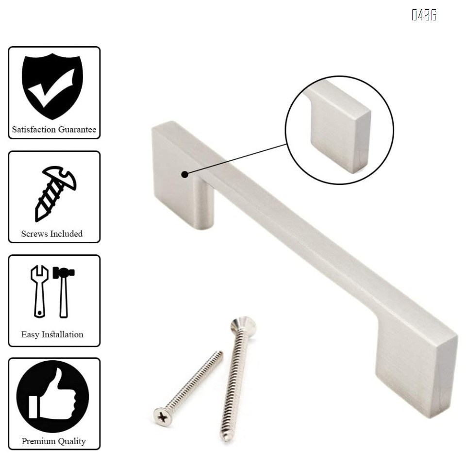 Brushed Nickel Cabinet Handles, 8.75 Inch Screw Spacing, 10 Inches Total Length, Satin Nickel Drawer Pulls, Modern Cabinet Hardware, Nickel Cabinet Pulls