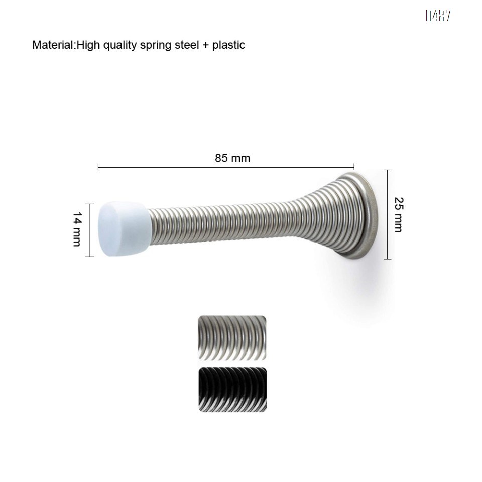 3.3-inch Spring Door Stopper Flexible Spring Design, Durable and Easy to Install Door Stop in Modern spring steel Prevents Damage for Wall And Door, Child-Friendly