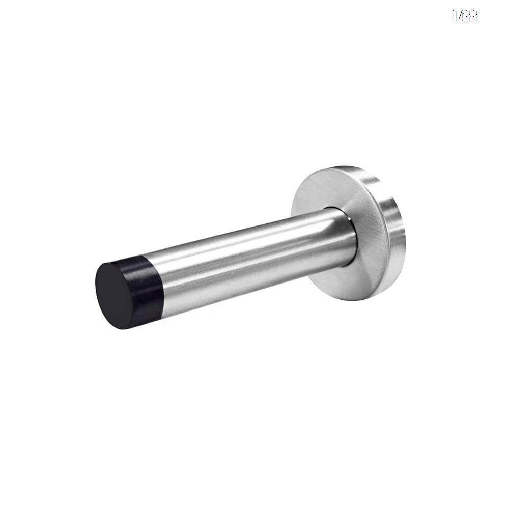 Modern Door Stop, 3.5 Inch Stainless Steel Wall Mount Door Holder with Sound Dampening Rubber Tip Protector, Hardware Pack Included Screws Expansion Anchor, Brushed Finished