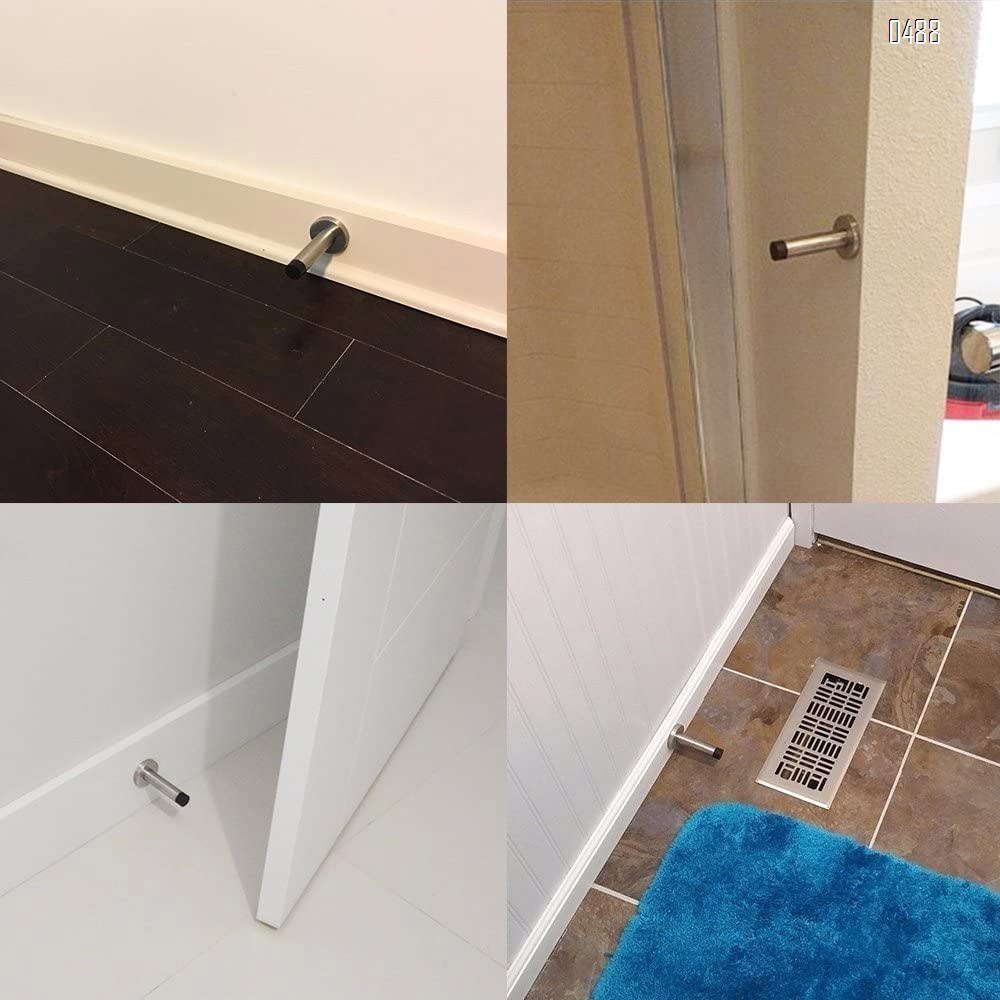 Modern Door Stop, 3.5 Inch Stainless Steel Wall Mount Door Holder with Sound Dampening Rubber Tip Protector, Hardware Pack Included Screws Expansion Anchor, Brushed Finished