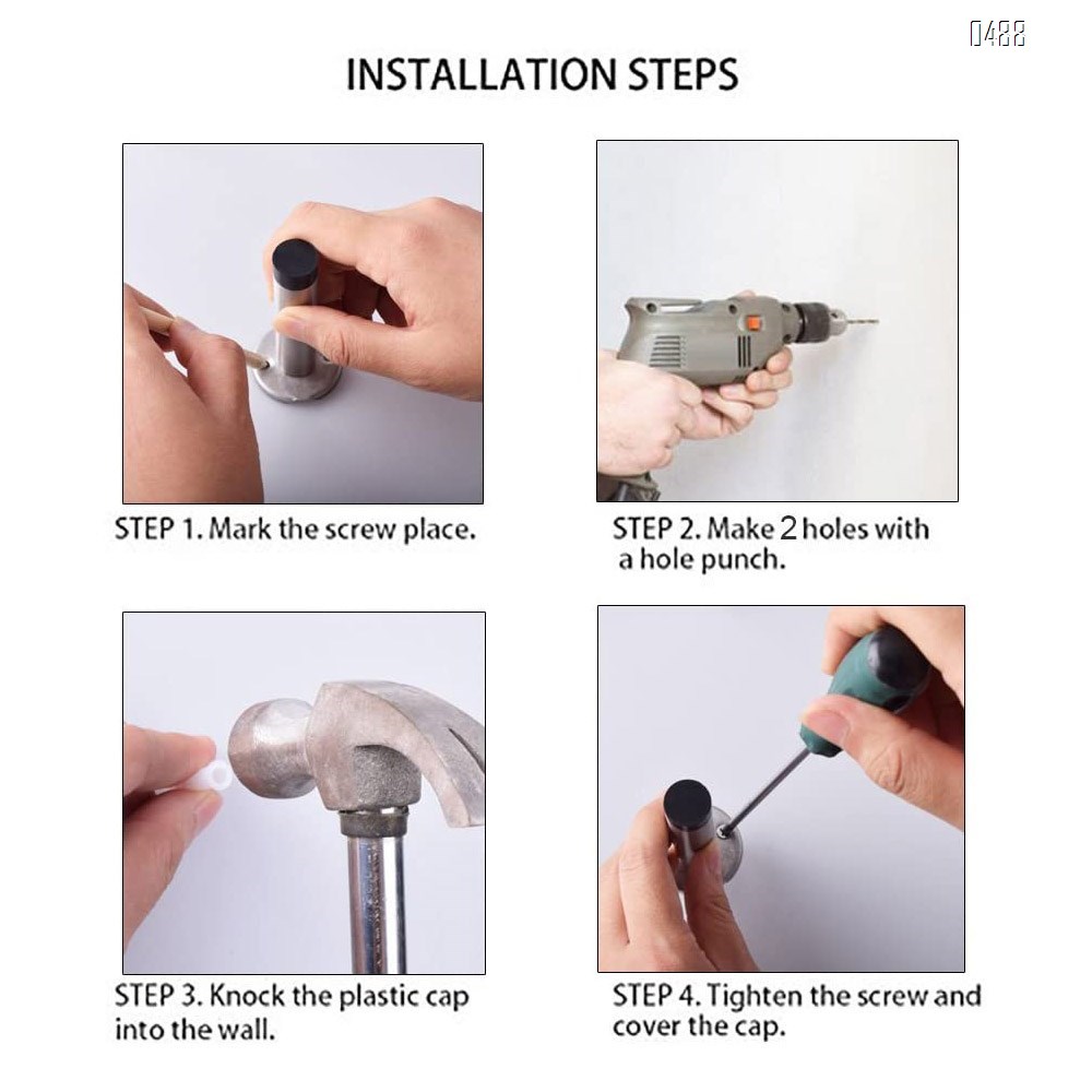 Modern Door Stop, 3.5 Inch Stainless Steel Wall Mount Door Holder with Sound Dampening Rubber Tip Protector, Hardware Pack Included Screws Expansion Anchor, Brushed Finished