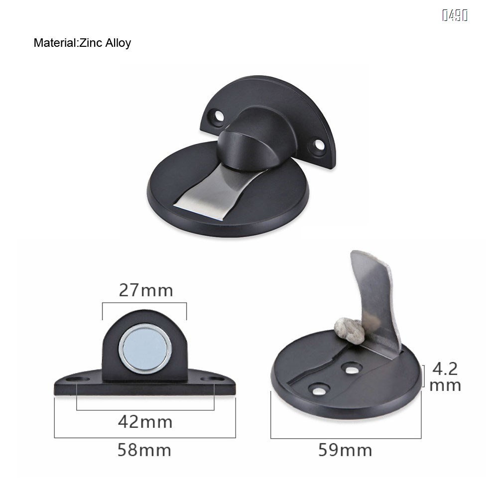 Zinc Alloy Magnetic Door Stop Catch Holder, Heavy Duty Door Stopper, Multi Surface Door Stops, No Drilling, 2 Ways to Install
