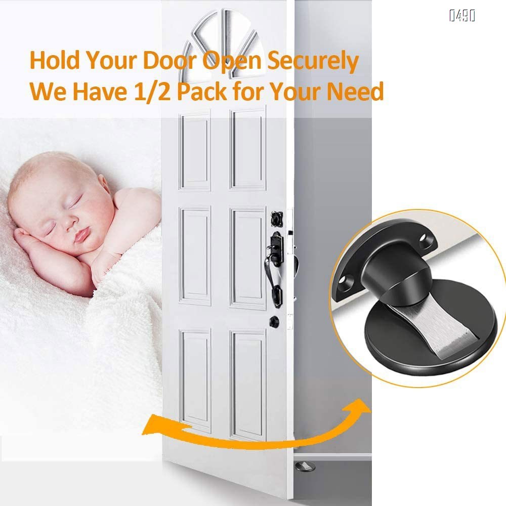 Zinc Alloy Magnetic Door Stop Catch Holder, Heavy Duty Door Stopper, Multi Surface Door Stops, No Drilling, 2 Ways to Install