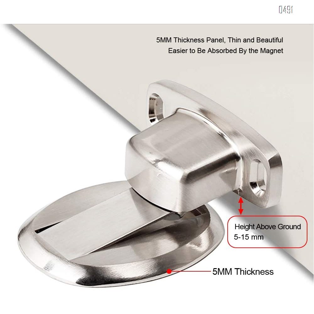 Magnetic Door Stop, Invisible Magnetic Door Stopper,Brushed Satin Nickel,Floor Metal Magnetic Door Catch Door Holder with 3M Adhesive,Stainless Steel Doorstop Heavy Duty