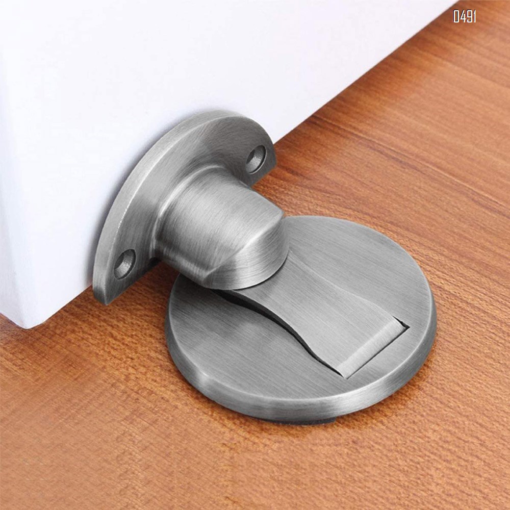 Magnetic Door Stop, Invisible Magnetic Door Stopper,Brushed Satin Nickel,Floor Metal Magnetic Door Catch Door Holder with 3M Adhesive,Stainless Steel Doorstop Heavy Duty